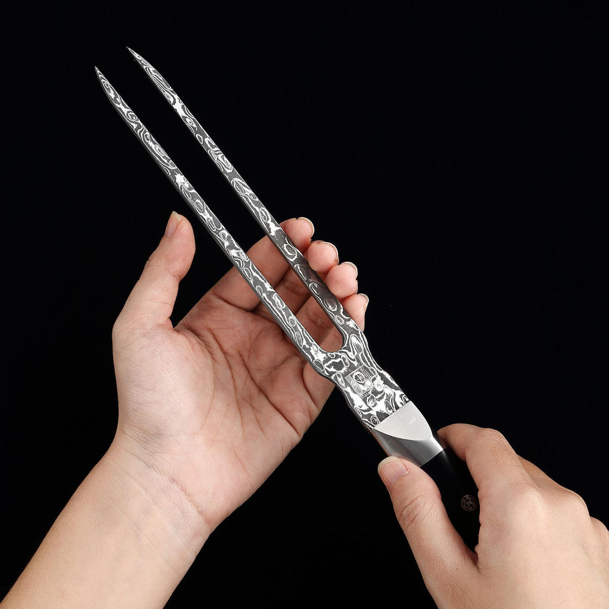 TRANCHIERGABEL 14 cm - Schwarz, Holz/Metall (32cm) - Zayiko