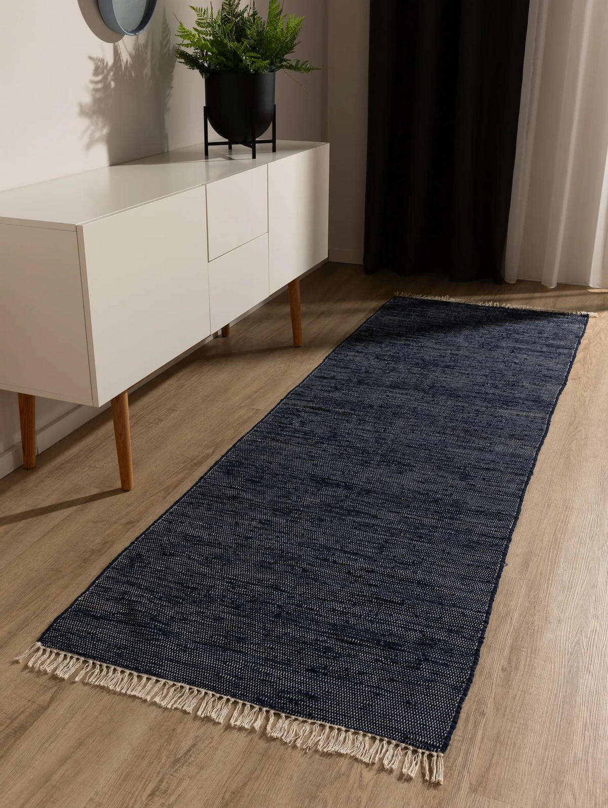 TEPPICH aus recyceltem Material Tom Dunkelblau 70x200 cm - Dunkelblau, Textil (70/200cm) - benuta Pop