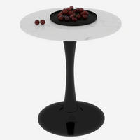 COUCHTISCH Ø 70,1 cm im minimalistischen Design mit runder Tischplatte aus Kunstmarmor, Schwarz/Weiß - Weiß, Stein (70/70/72cm) - Modfu