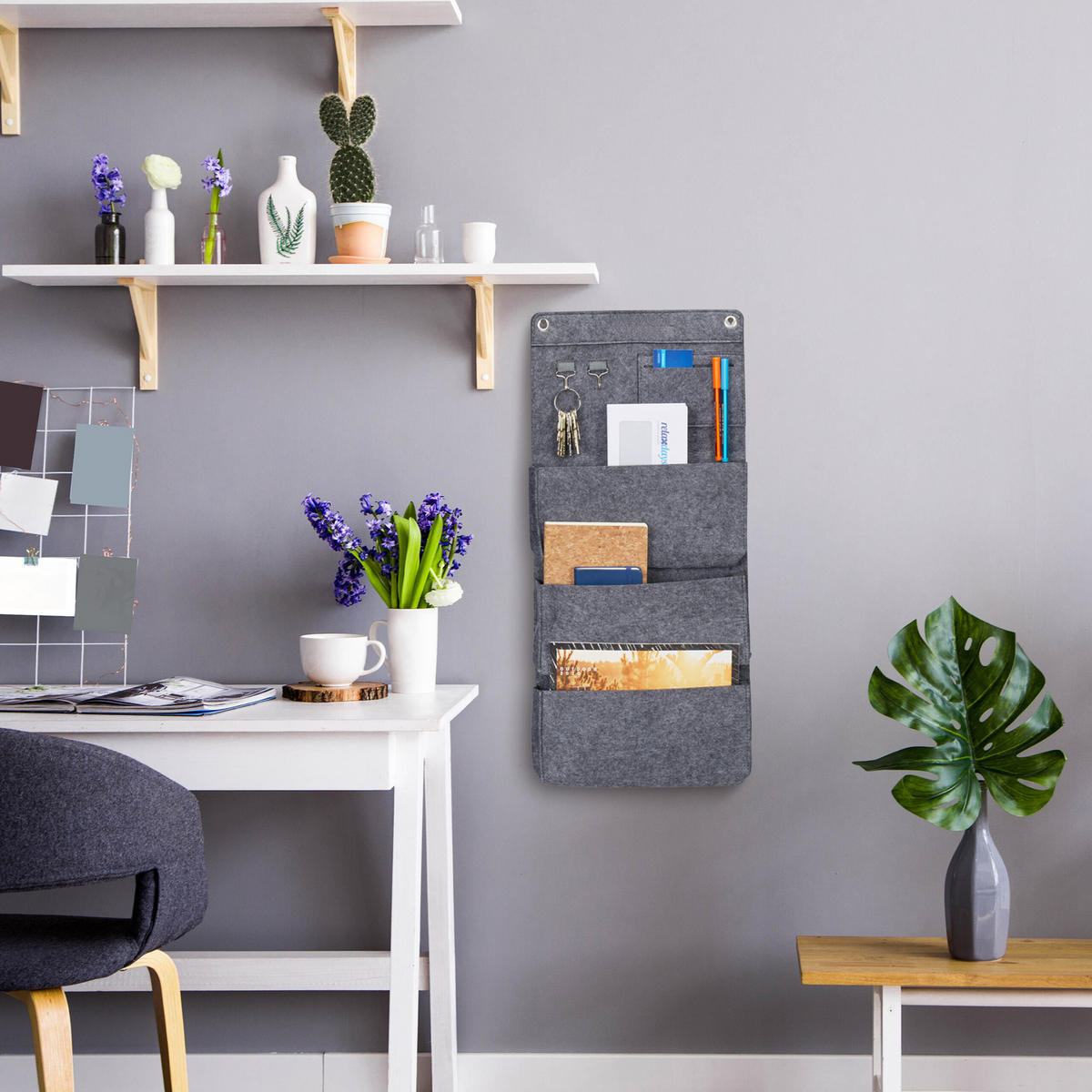 2XHÄNGEORGANIZER - Anthrazit, Textil/Metall (5/30/65cm) - Relaxdays