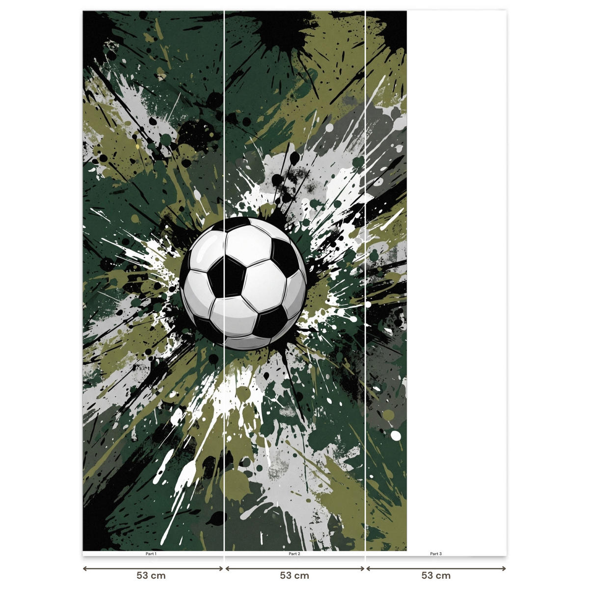 KINDERTAPETE - Fußball - Farbe - Spritzer - Grün - 120x200 cm - Dunkelgrün, Papier (120/200cm) - OnlyWow