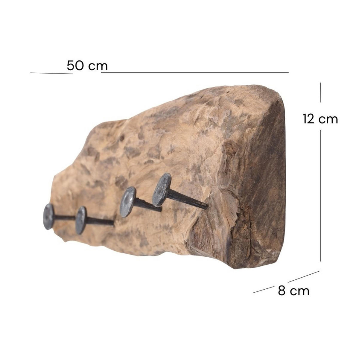 WANDGARDEROBE TREIBHOLZ 50 Massivholz naturfarben - Naturfarben, Holz (50/12/8cm) - DESIGN DELIGHTS