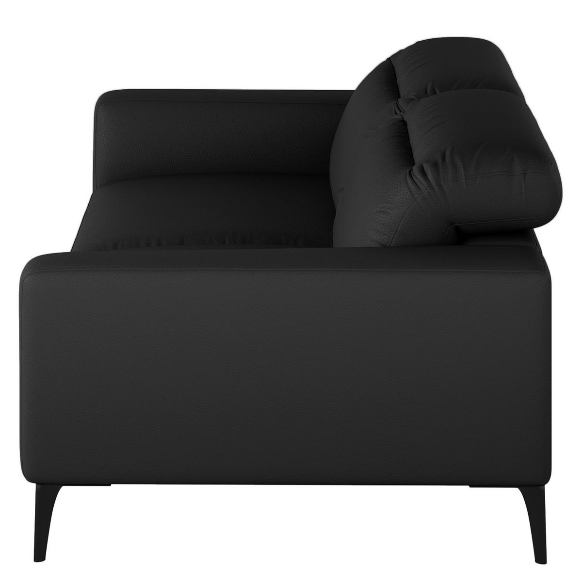 2-SITZER SOFA - Schwarz, Leder/Metall (170/73/107cm) - home24