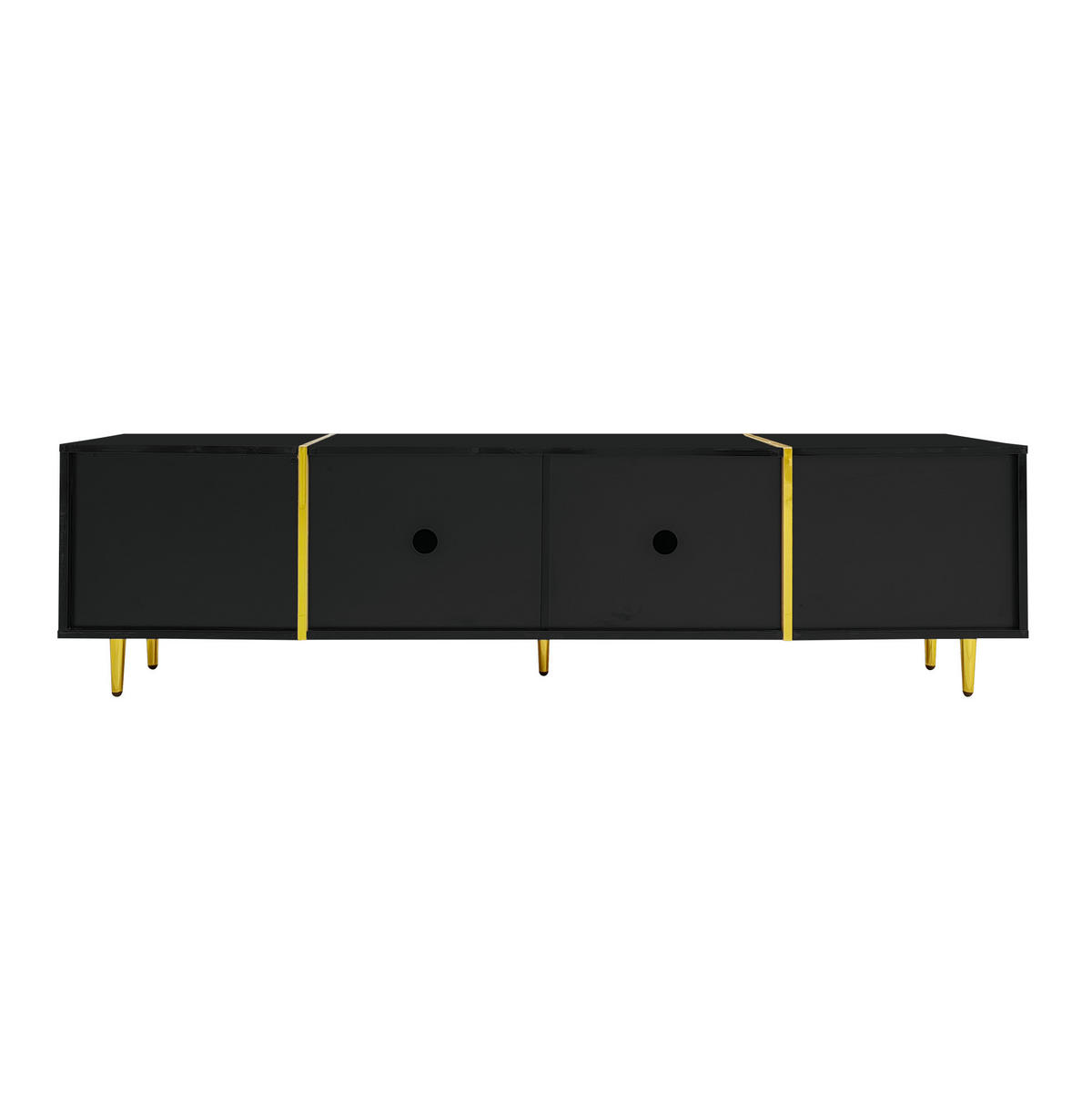 TV-ELEMENT mit 4 Türen 170 x 35 x 46 cm MDF Schwarz Hochglanz - Schwarz, Holzwerkstoff (35/46/170cm) - Beauniv