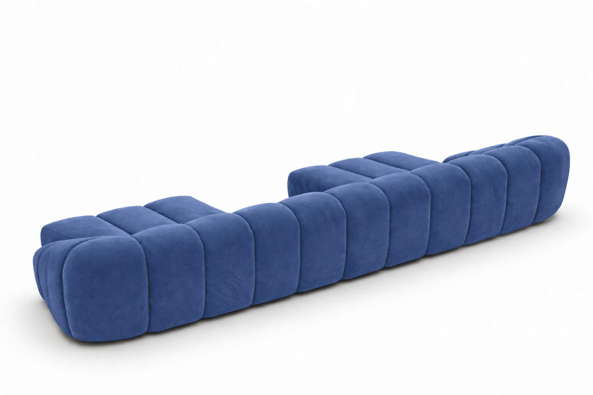 ECKSOFA Modulare U-Form, Veloursstoff Bluvel, Tintenblau, CROISSANT U - Blau, Holz (413/72/190cm) - Kaiser Möbel