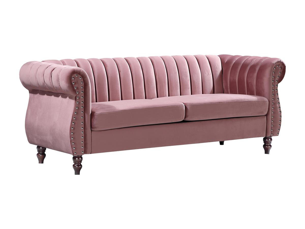 CHESTERFIELD-SOFA - 3-Sitzer - Samt - Altrosa - TRUMBO - Pink, Textil (78/77/195cm) - Vente-Unique