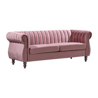 CHESTERFIELD-SOFA - 3-Sitzer - Samt - Altrosa - TRUMBO - Pink, Textil (78/77/195cm) - Vente-Unique