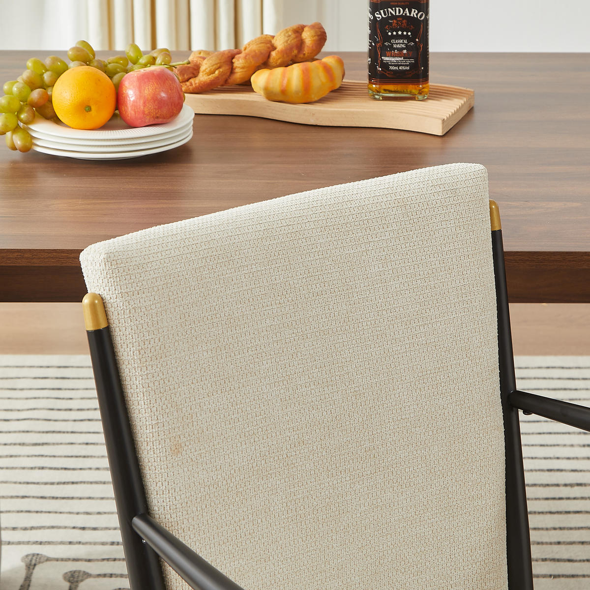 ESSZIMMERSTUHL 2er-Set mit Armlehnen und Stoffkissen, Creme - Beige, Textil (49/102/59cm)