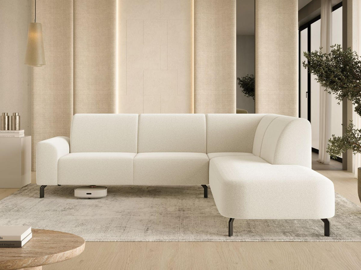 ECKSOFA Regento Creme Rechts - Creme/Schwarz, Holz/Textil (218/277cm) - Graingold