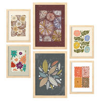 POSTER Set Mit 6 Drucken Von Blütenblättern In Der Sammlung Ethnischere Dekorative Rahmen Für Zuhause Wandkunstdruck A3 & A4 Rahmen Aus Hellem Holz - Beige, Papier (29/3cm) - Nacnic