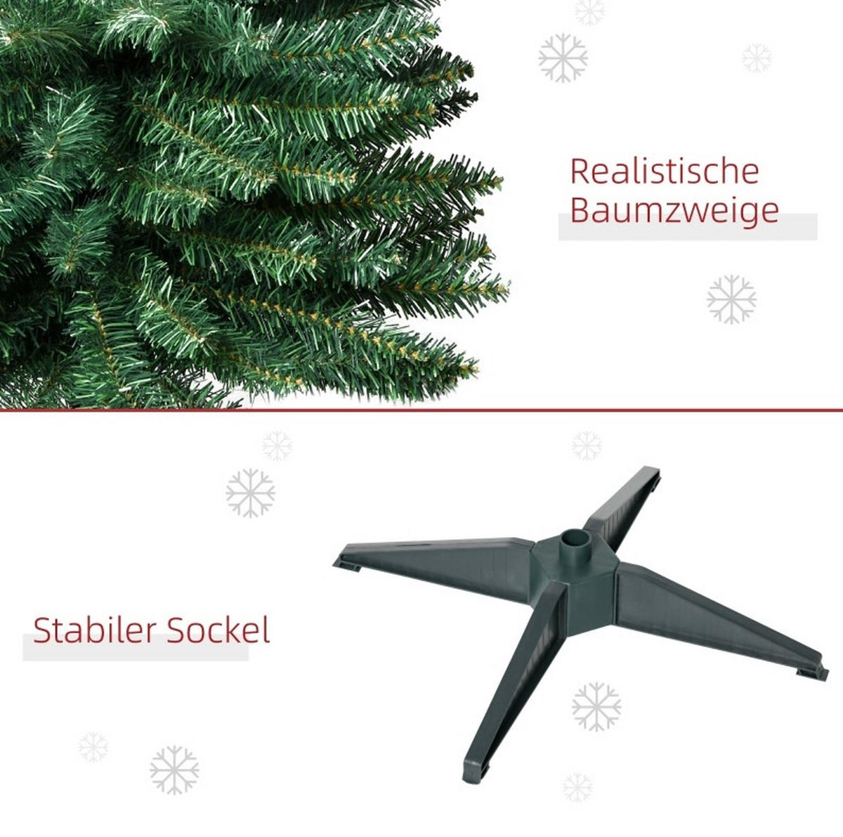 WEIHNACHTSBÄUME 55/55/180 cm grün aus Kunststoff mit 390 Spitzen und Ständer - Grün, Kunststoff (180cm) - OKWISH