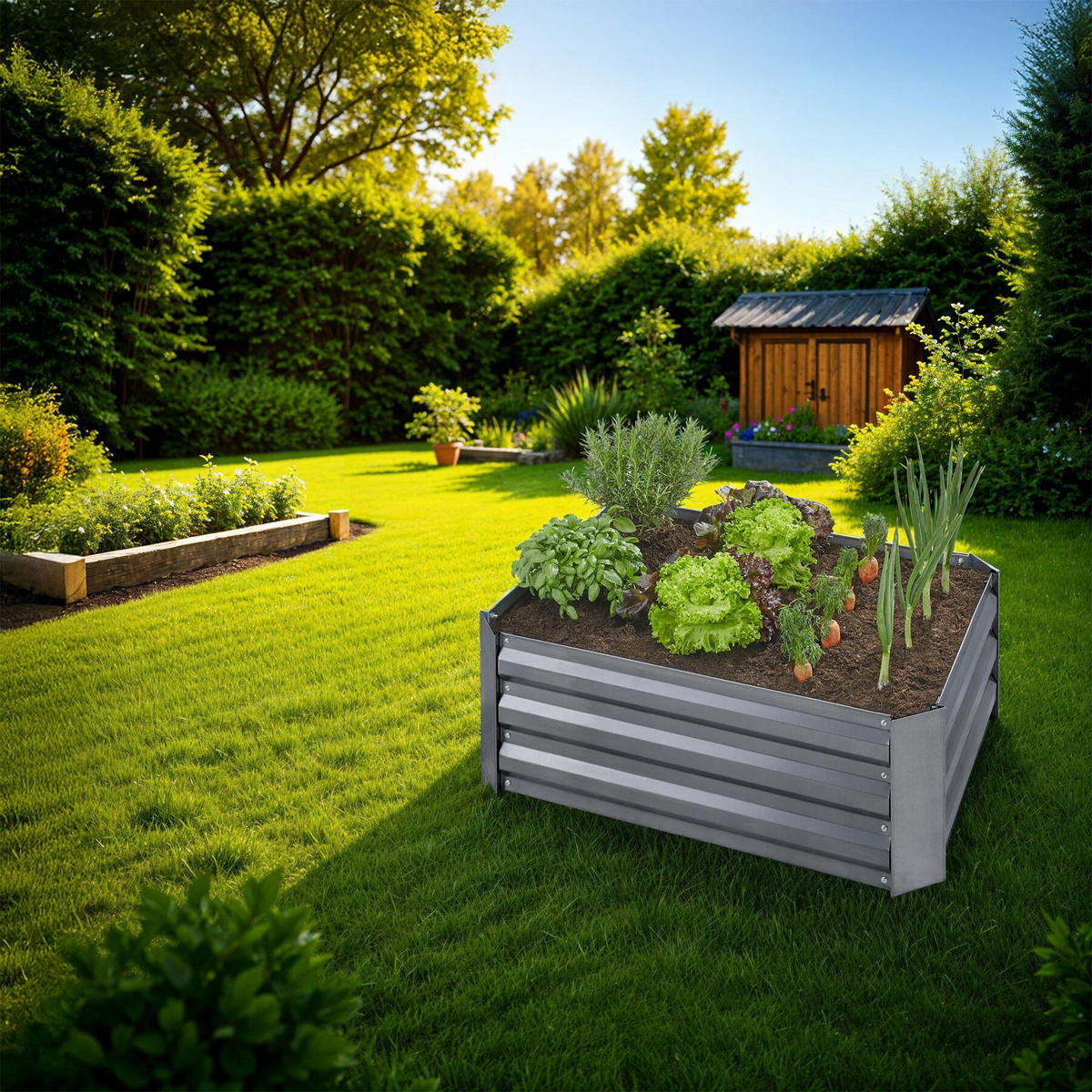 HOCHBEET Valeriana,80 x 60 x 30 cm,grau - Grau, Metall (60/30/80cm) - tectake