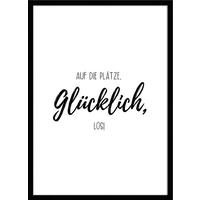 BILD mit Rahmen 51x71 cm Spruch: Glück Motivation - Weiß, Holz (51/71cm) - artissimo