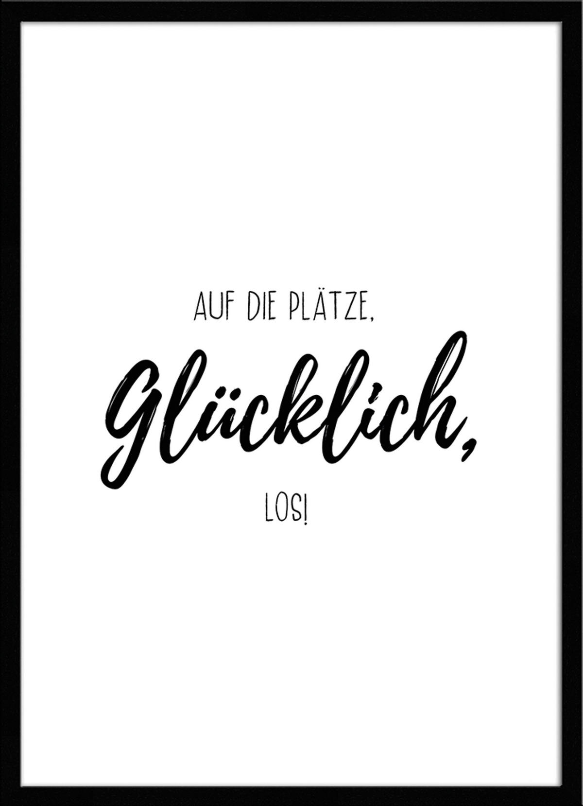 BILD mit Rahmen 51x71 cm Spruch: Glück Motivation - Weiß, Holz (51/71cm) - artissimo