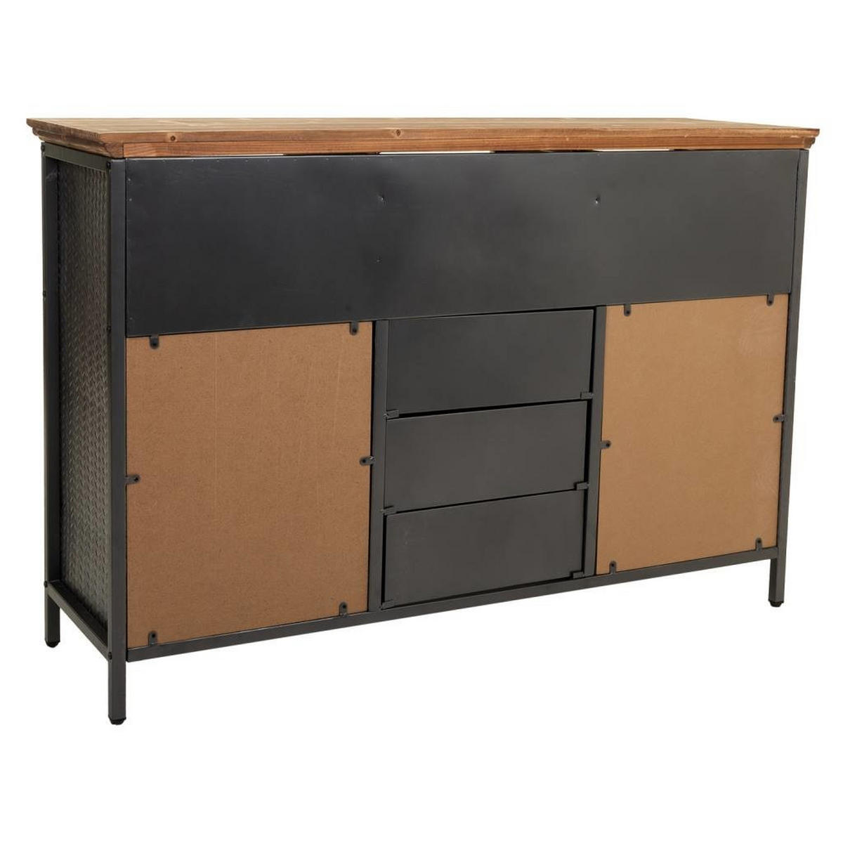 SIDEBOARD aus Metall und Holz, Schwarz, 122x36x83 cm - Multicolor, Metall (121.5/82.5/36cm) - Wanderlust