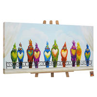 GEMÄLDE Lustige Vögel auf Keilrahmen 200x100 cm - Multicolor, Holz (200/100cm) - YS-art gallery