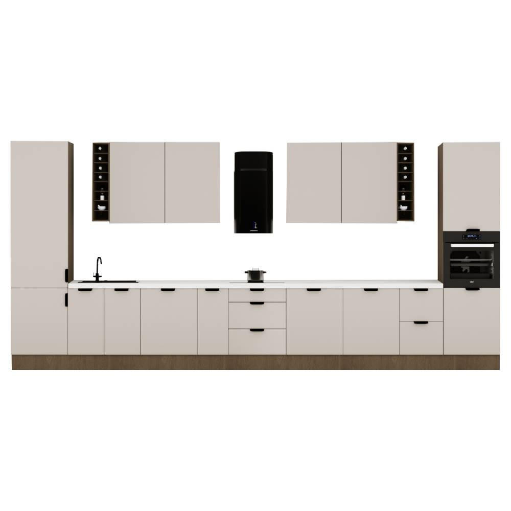 KÜCHENZEILE 515 cm - Sorento KS6-M515 - in Beige / Dunkle Eiche - Eichefarben/Beige, Holz/Metall (515/247/58cm)