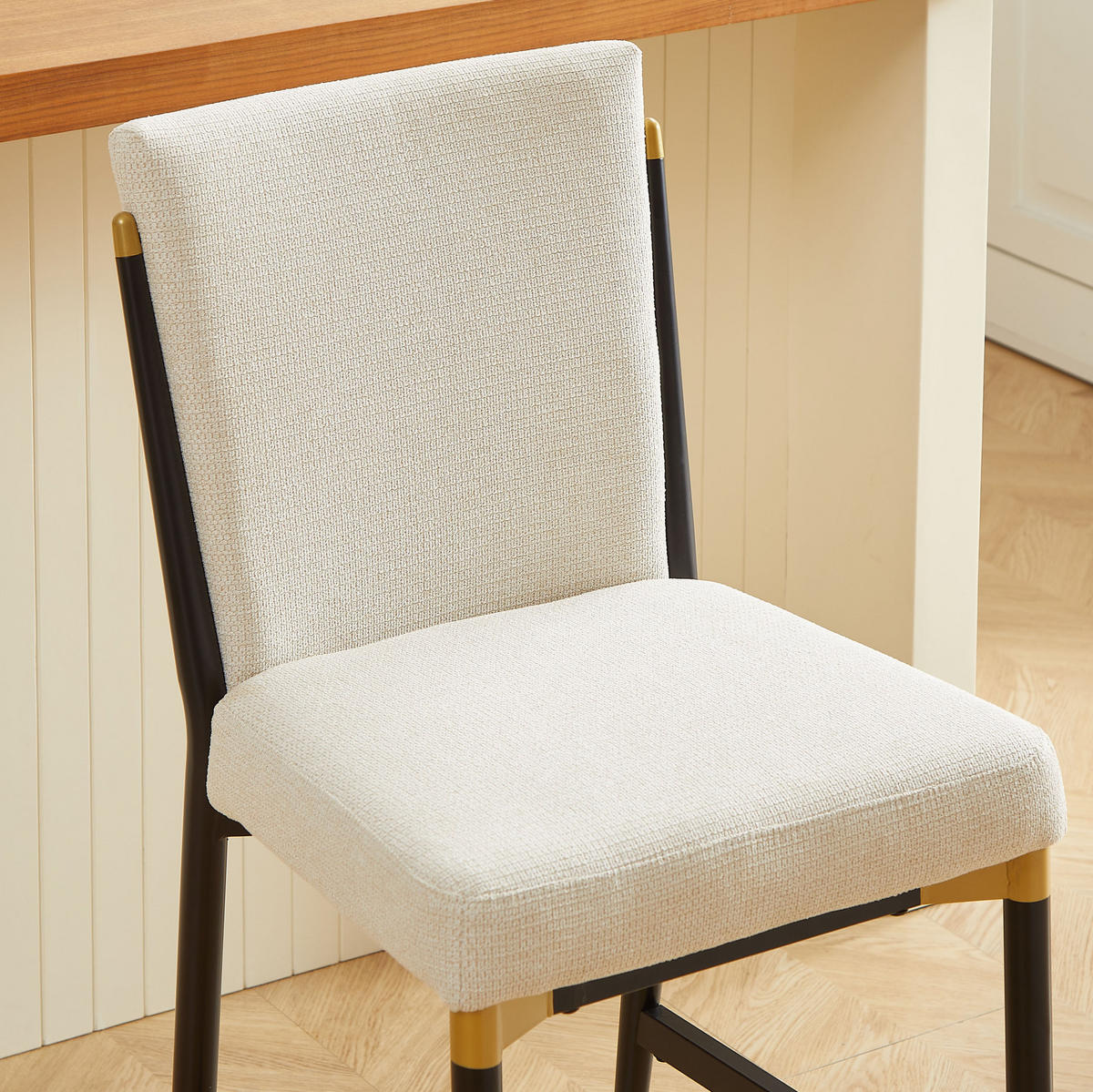 BARHOCKER 2er-Set Thekenhöhe skandinavisch Stoff Beige - Beige, Metall (49/102/59cm) - Meubliv