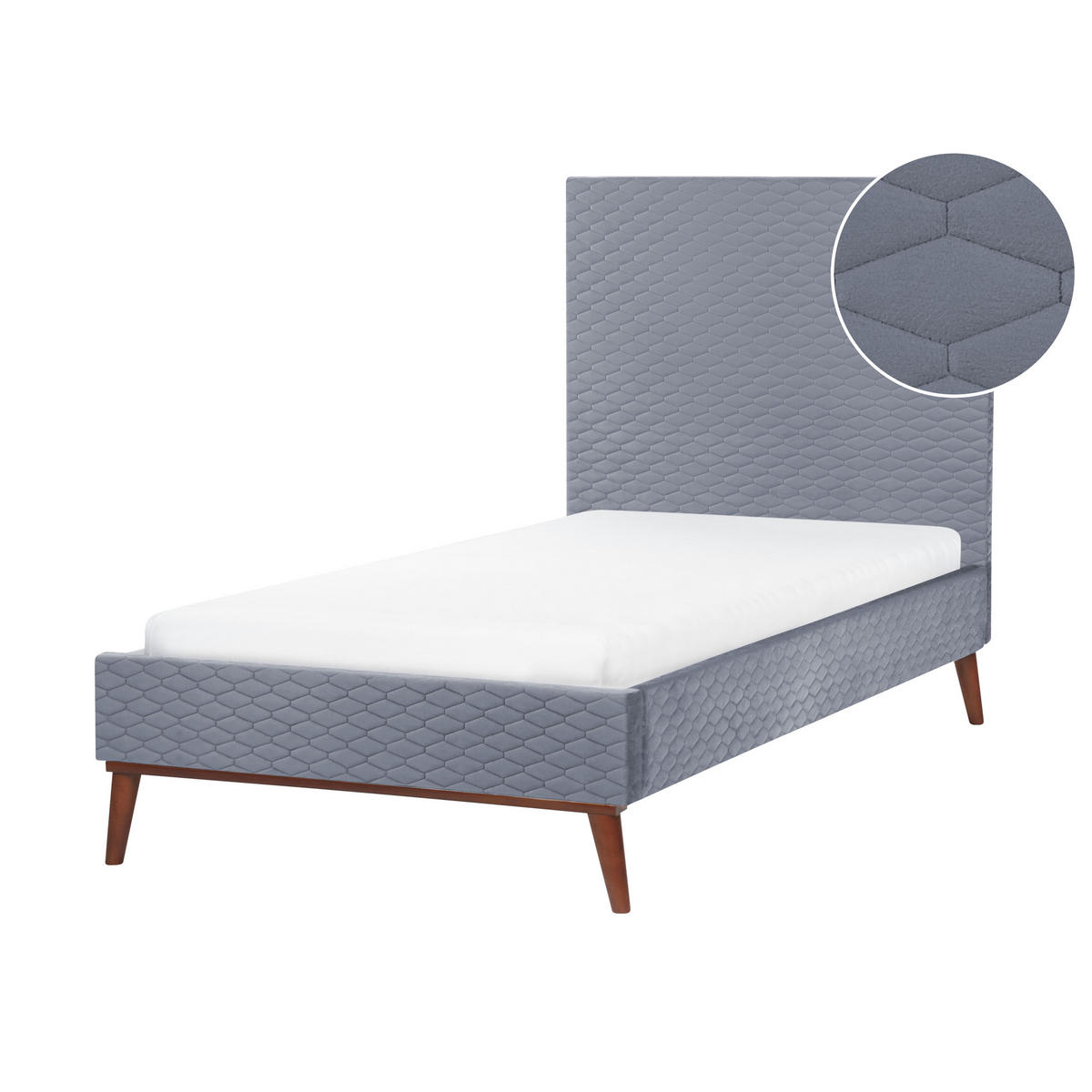 POLSTERBETT mit Lattenrost 90x200 cm Grau Bayonne - Grau, Textil (90/200cm) - Beliani
