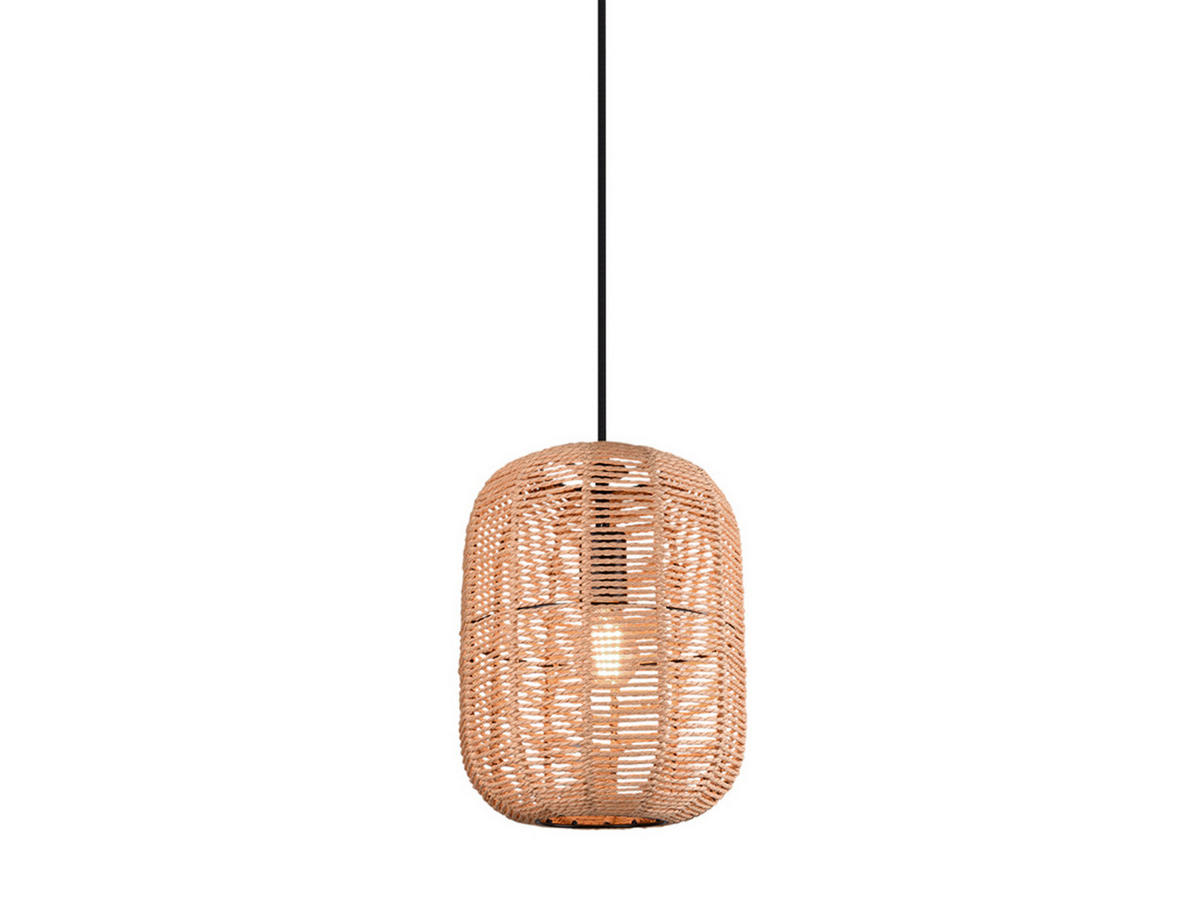 LED-HÄNGELEUCHTE mit Lampenschirm aus Sisal Ø25cm - Naturfarben, Naturmaterialien/Metall (25/25/150cm) - meineWunschleuchte