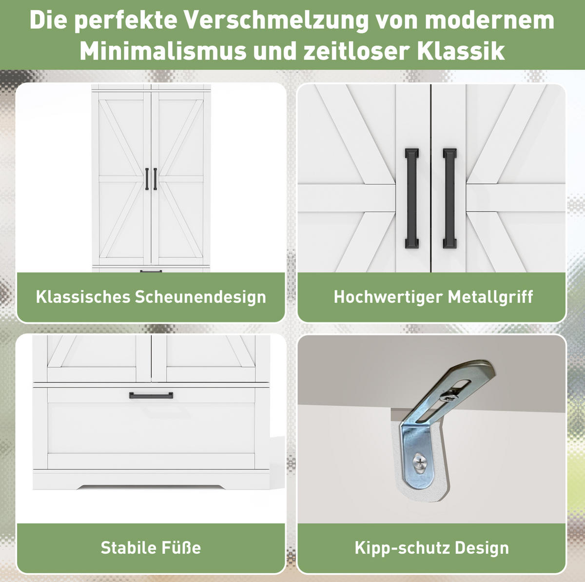 BUFFET 80/40/180 cm in Weiß mit Weinregal, Schublade und Türen - Weiß, Holzwerkstoff (80/180/40cm) - Flora Grace