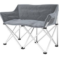 CAMPINGSTUHL 120/57/95 cm klappbar mit Seitentaschen und Metallgestell, Grau - Grau, Metall (120/95/57cm) - Redom