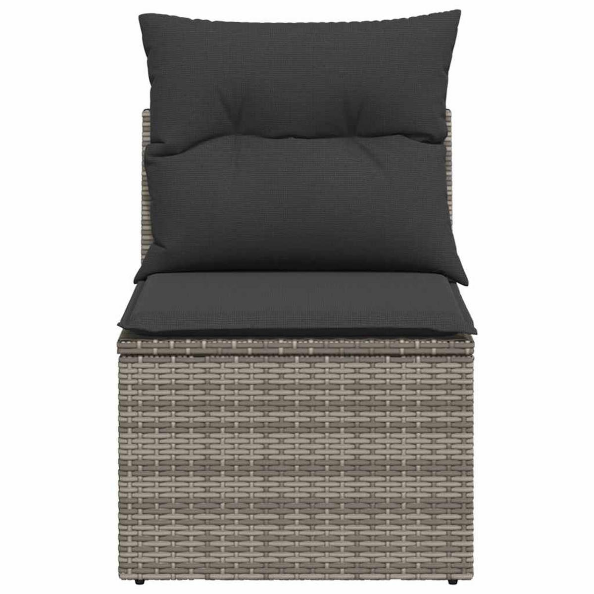 GARTENSOFA Ohne Armlehnen Mit Kissen Grau Poly Rattan - Grau, Kunststoff (62/69/55cm) - vidaXL