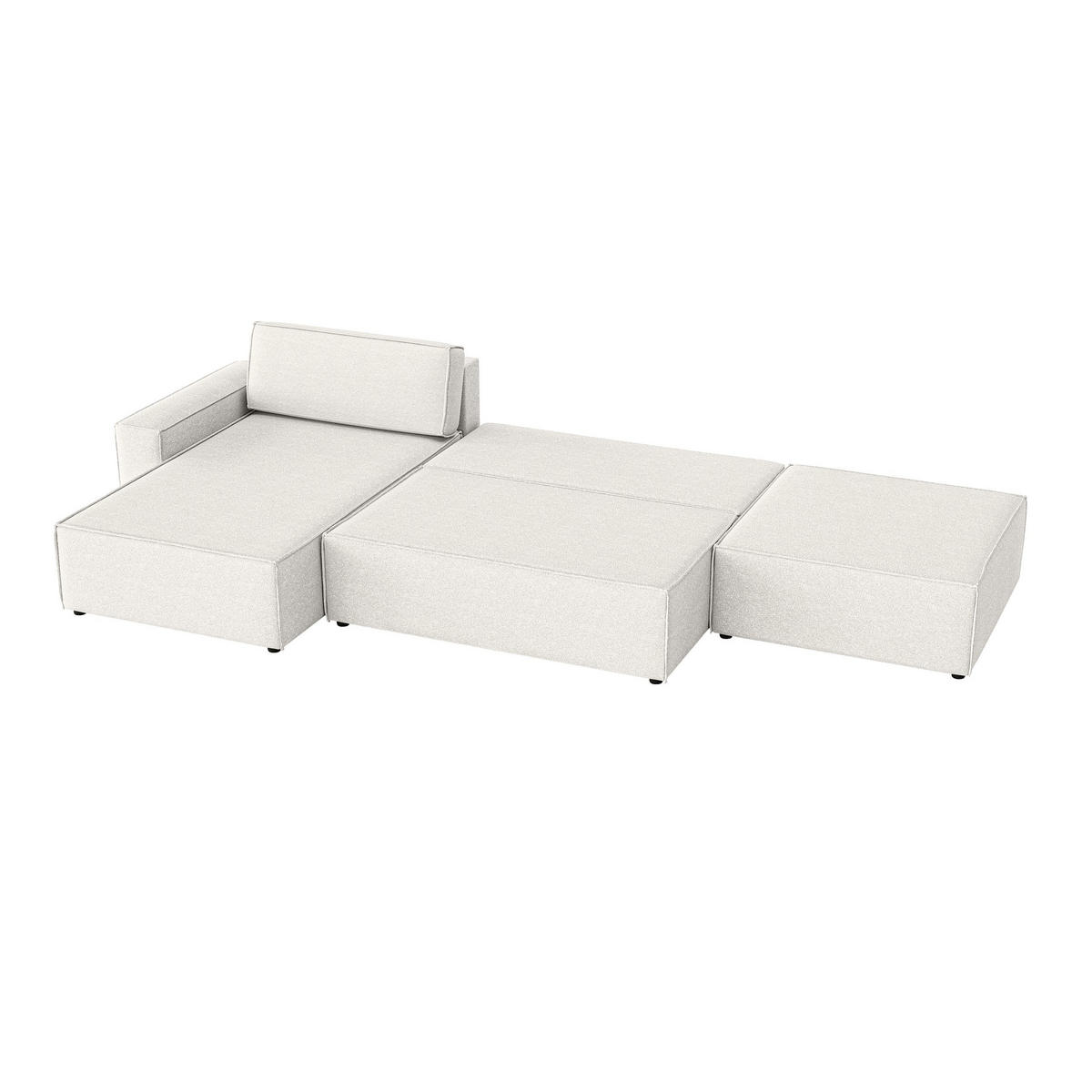 ECKSOFA Lummo La mit Schlaffunktion, Cremeweiß - Weiß, Textil (363/185cm) - Fedve