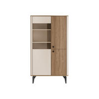 VITRINE Aurena AU03 - Kaschmir/Nussbaumfarben, Holzwerkstoff/Metall (89/156/41cm) - MIRJAN24