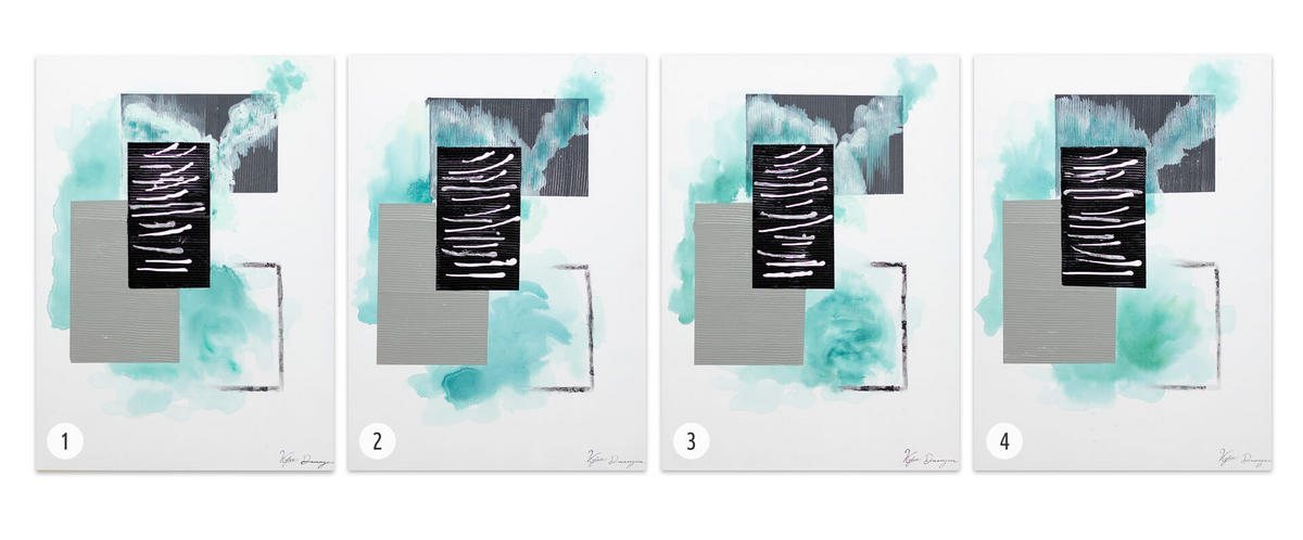 ACRYLBILD HANDGEMALT 60/80 cm - Türkis/Grau, Holz/Textil (1.7/80cm) - KUNSTLOFT