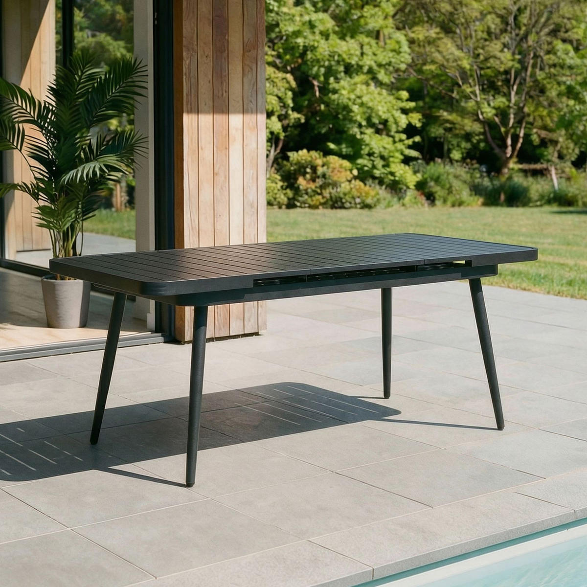 GARTENTISCH SUNNY schwarz - Schwarz, Metall (90/150/78cm) - IDIMEX