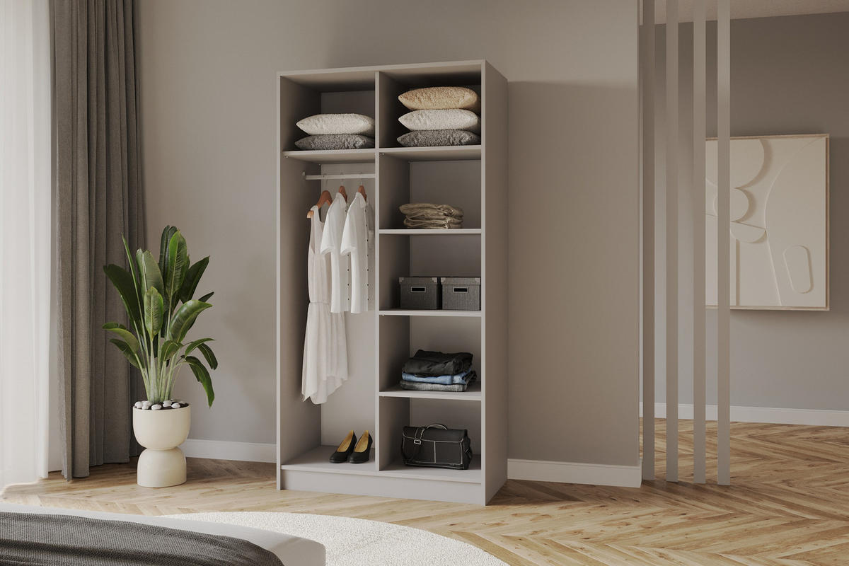 KLEIDERSCHRANK - LUSSO - 102 - Kaschmir - Kaschmir/Goldfarben, Holzwerkstoff (102/200/51cm) - ALTDECOR