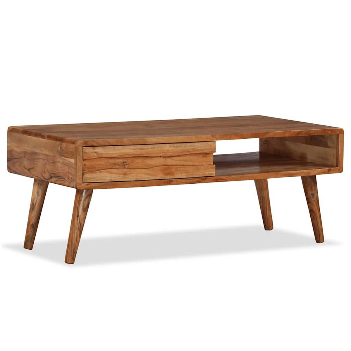 COUCHTISCH mit Schublade, 100/50/40 cm, aus Massivholz Geschnitzt, - Braun, Holz (100/50/40cm) - vidaXL