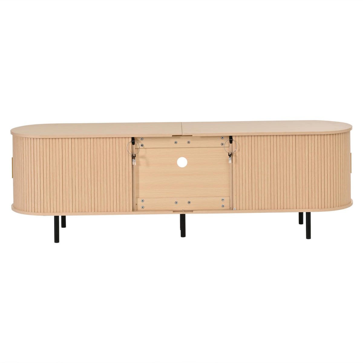 TV-SCHRANK 175cm Rollo Tür Schublade Lowboard Naturholz - Naturfarben, Holzwerkstoff (175/55/40cm) - FLIEKS