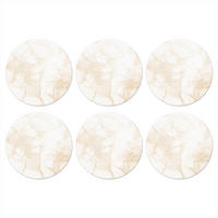 GLASUNTERSETZER 6er-Set Rund Marmor - Weiß - Gold - Luxus 10x10 cm - Creme, Naturmaterialien (10/0.2cm) - MuchoWow