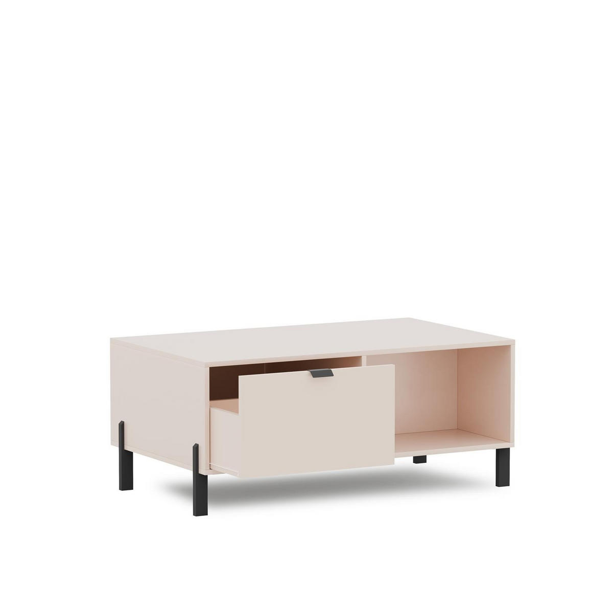 COUCHTISCH Calma Sandbeige, mit Schublade - Beige/Schwarz, Holzwerkstoff (65/107/46cm) - Bettso