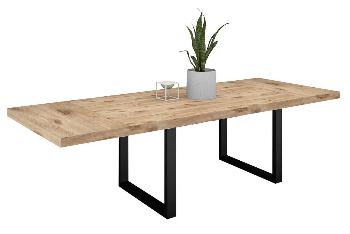 ESSTISCH Elgin 3 175-275x80x100 Holzwerkstoff Schwarz/Viking Oak - Eichefarben/Schwarz, Holzwerkstoff (175/100/80cm) - 58aufmkessel