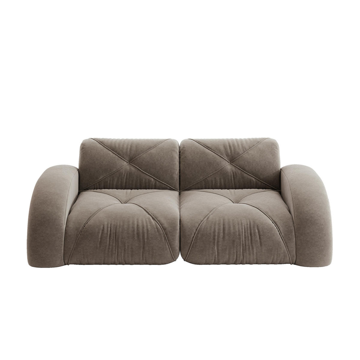 2-SITZER-MODULSOFA aus Chenille Taupe rahmenlos, 2-Sitzer mit 32D-Hochdichteschaum und flexiblem Aufbau - Braun, Textil (204/76/95cm) - Modfu
