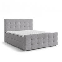 BOXBETT DEFNE 140x200 cm mit Fußteil und Matratze - Hellgrau + TOPPER - Hellgrau/Schwarz, Holz/Holzwerkstoff (140/200cm) - AX Living