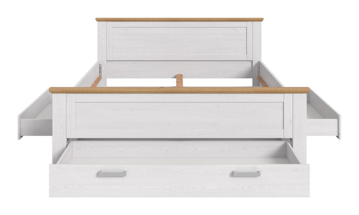 BETT 180x200 mit Unterbettauszügen (B/H/T: 189x90x209 cm) in Sibiu Lärche Nachbildung - Lärchefarben, Holzwerkstoff - Homes & Jones