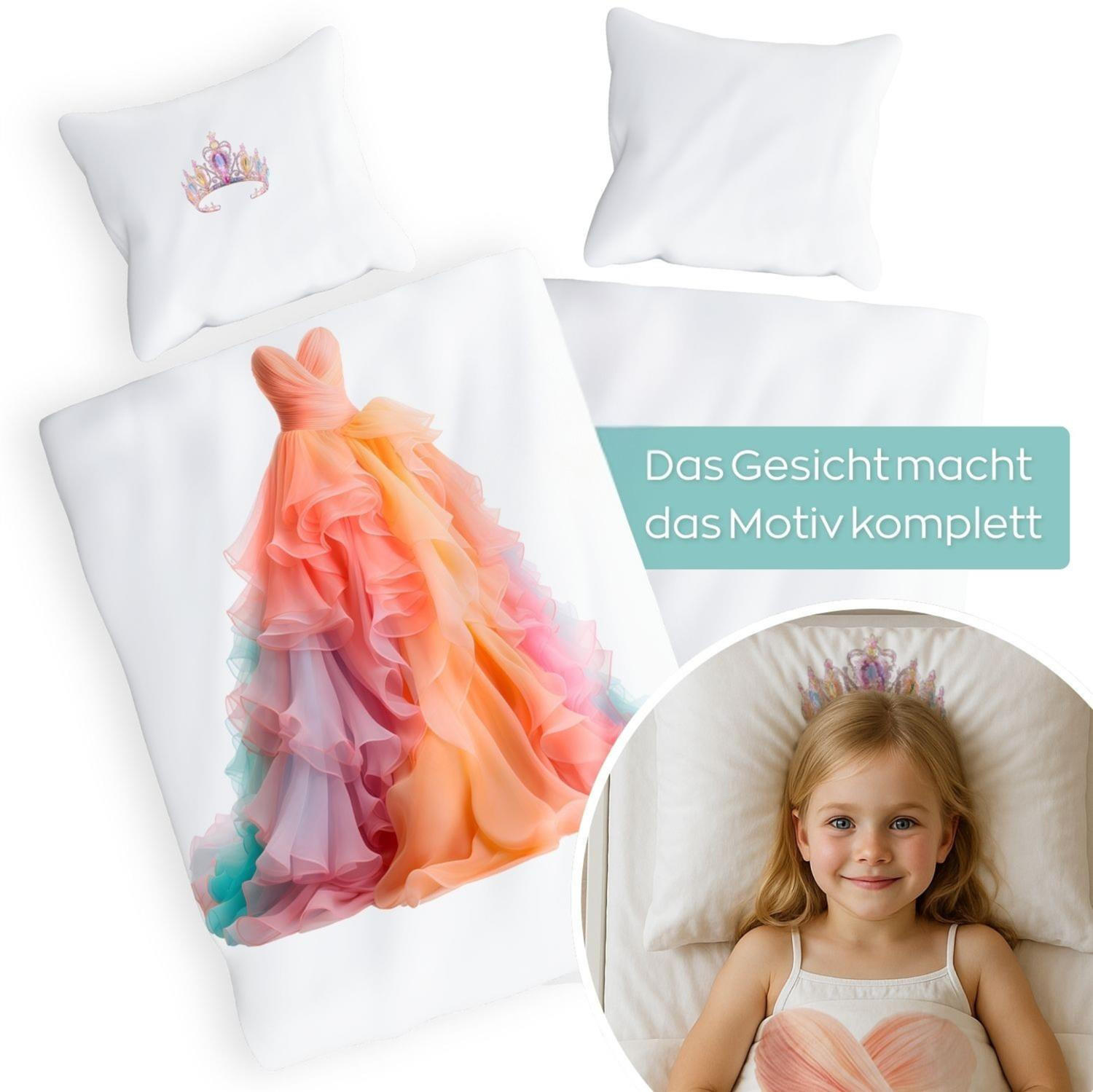 KINDERBETTWÄSCHE 135x200 Prinzessin aus 100% Baumwolle - Dein Gesicht vervollständigt das Design der Kinder Bettwäsche - Weiß, Textil (135/200cm) - Carpe Sonno