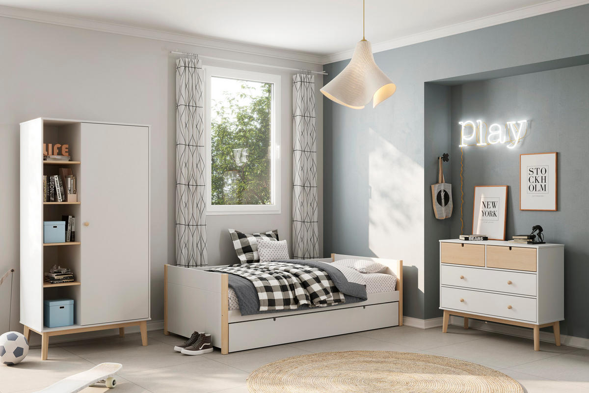 KOMMODE Estefania Weiß 100/40/81 cm - Weiß, Holz (40/81/100cm) - Calicosy