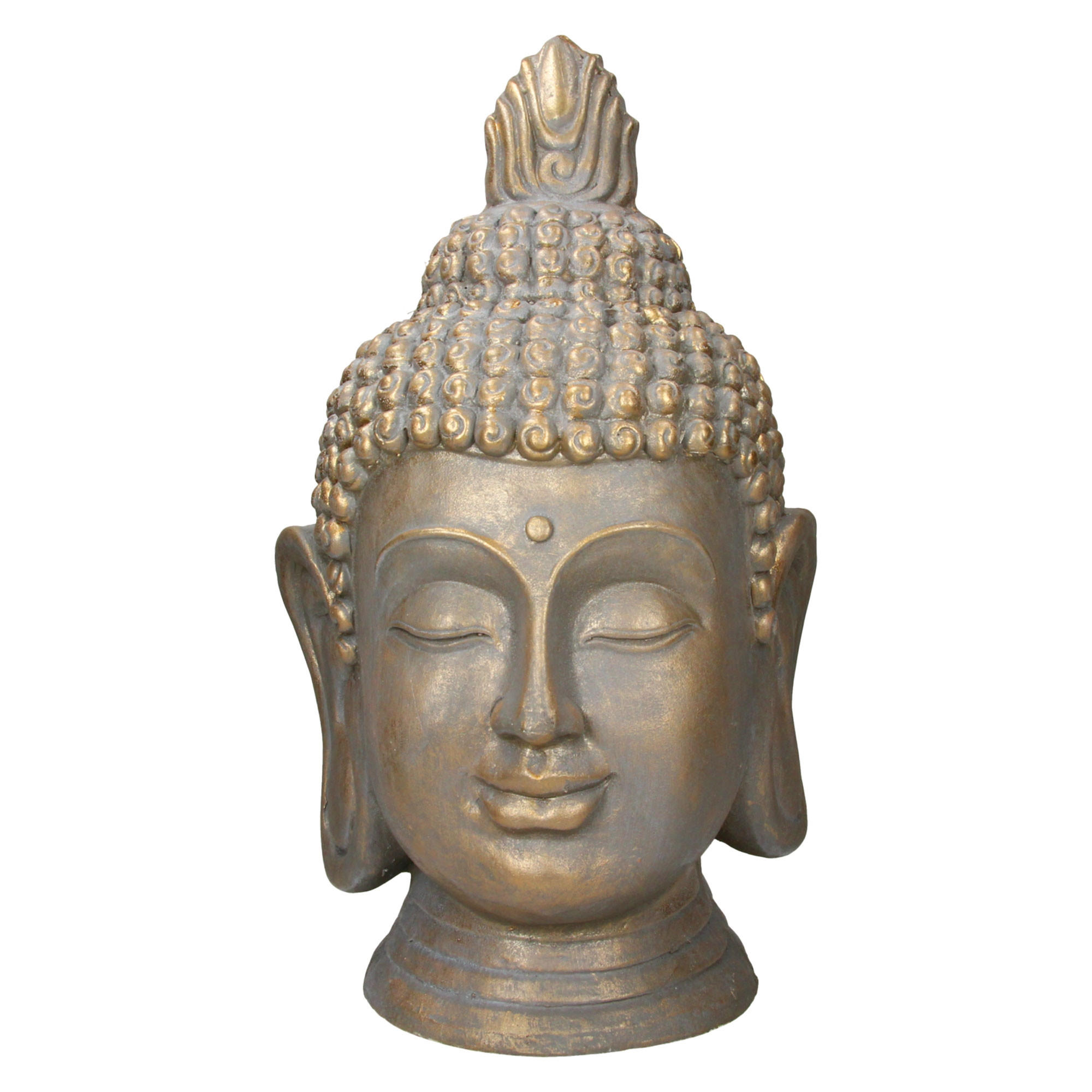 BUDDHA KOPF STATUE 74,5 cm - Bronzefarben, Kunststoff (38/74.5/42cm) - ECD-Germany