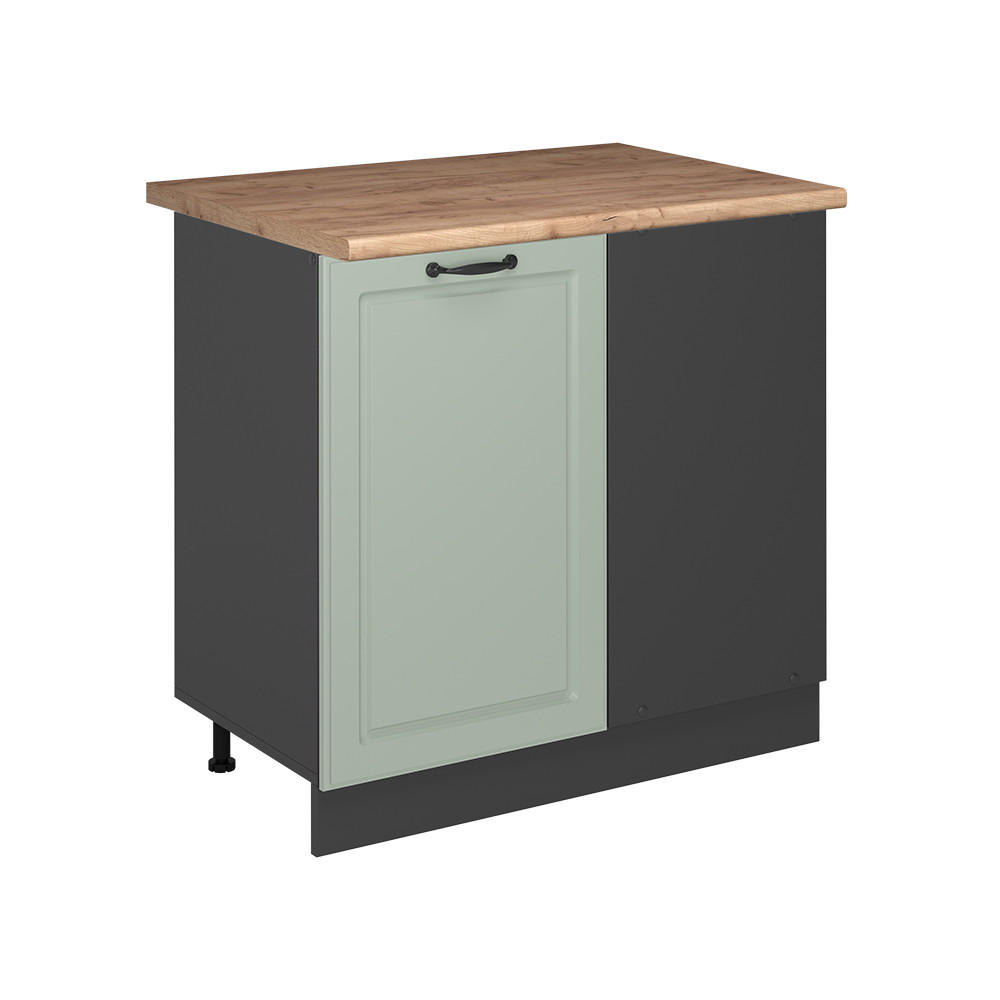 ECKUNTERSCHRANK R-Line, Mint Landhaus/Anthrazit, 86 cm Arbeitsplatte Goldkraft Eiche - Anthrazit/Mintgrün, Holzwerkstoff (86/81.6/60cm) - Vicco