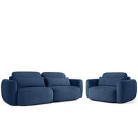 SITZGARNITUR ELOSA - Dunkelblau, Holz/Textil (245/85/115cm) - KONSIMO®