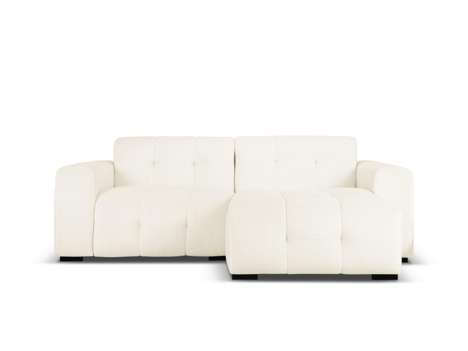 ECKSOFA rechts Kendal aus Samt leichtes beige 4 Sitzplätze - Creme, Textil (173/256cm) - Micadoni