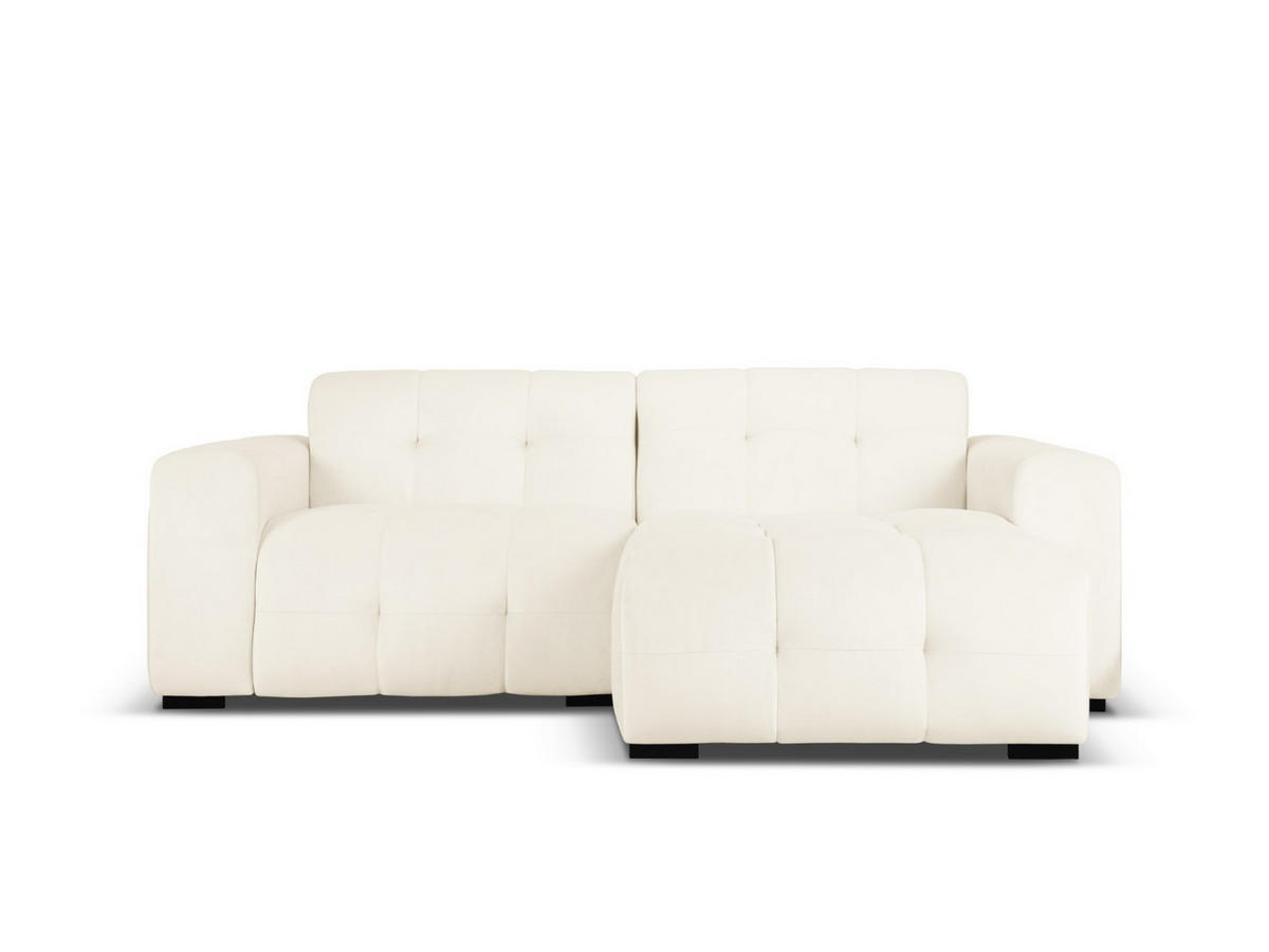 ECKSOFA rechts Kendal aus Samt leichtes beige 4 Sitzplätze - Creme, Textil (173/256cm) - Micadoni