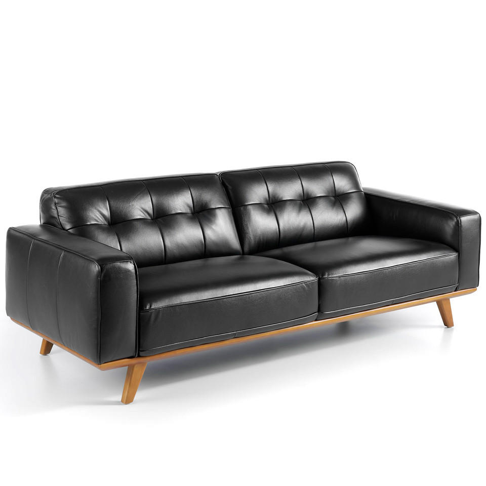 CHESTERFIELD-SOFA Schwarz 227/95/78 cm - Schwarz, Leder (227/78/95cm) - ANGEL CERDA