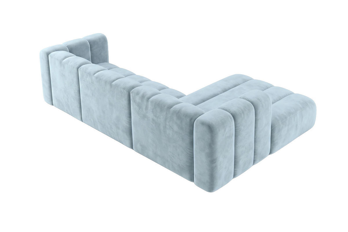 ECKSOFA Modulares In L-Form, Velvet-Stoff Riviera, Babyblau, Rechts, GRAND 287 cm - Hellblau, Holz (287/179cm) - Kaiser Möbel