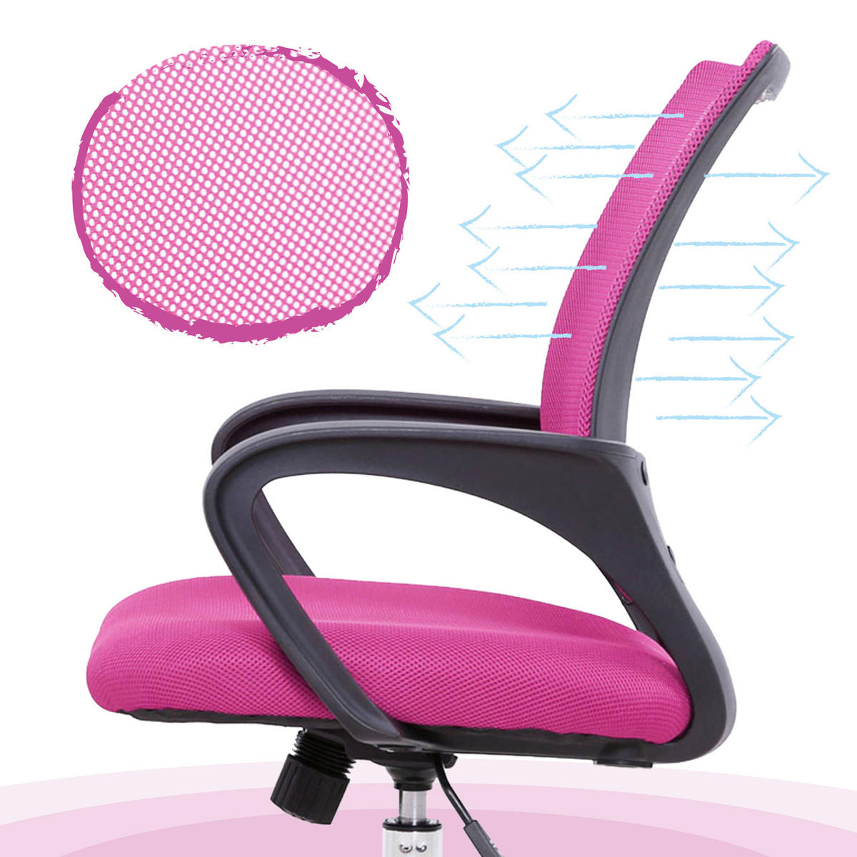 KINDERSCHREIBTISCHSTUHL CYDNEY Stoffbezug Pink - Pink/Schwarz, Textil (57/104/49cm) - SVITA